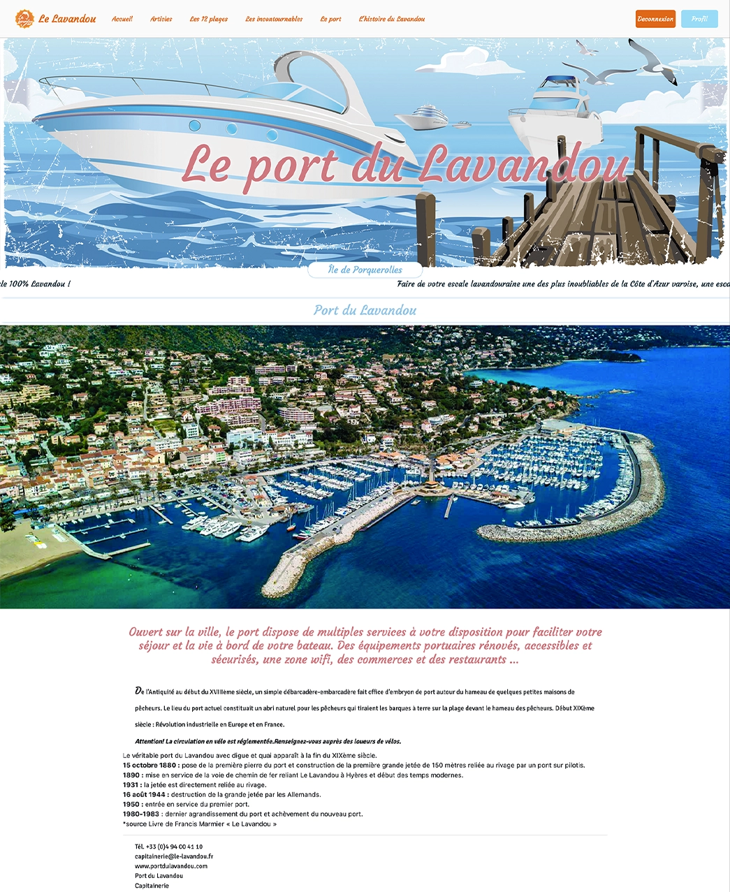 Page de la maquette le port